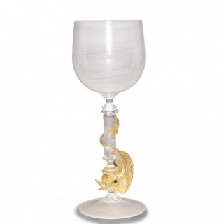 Venice goblet in white glass with gold details