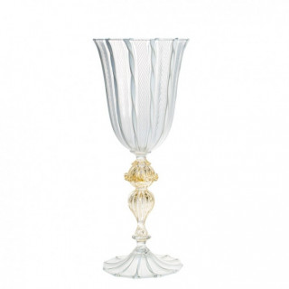 Venice goblet in white glass with gold details