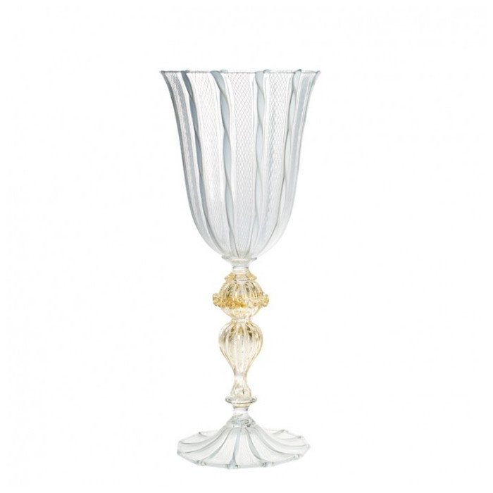 Venice goblet in white glass with gold details