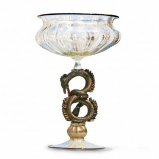 Venezia goblet in transparent glass with gold details