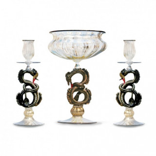 Venezia goblet set in transparent glass with gold details