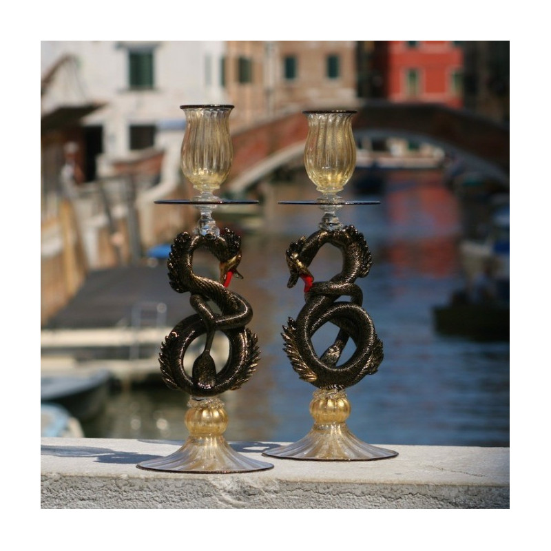 calici veneziani in vetro trasparente artigianale