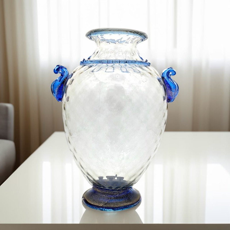 Murano Glass Blue Vase