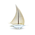 VELA AUREA Murano Glass Gold Crystal Sailboat Sculpture