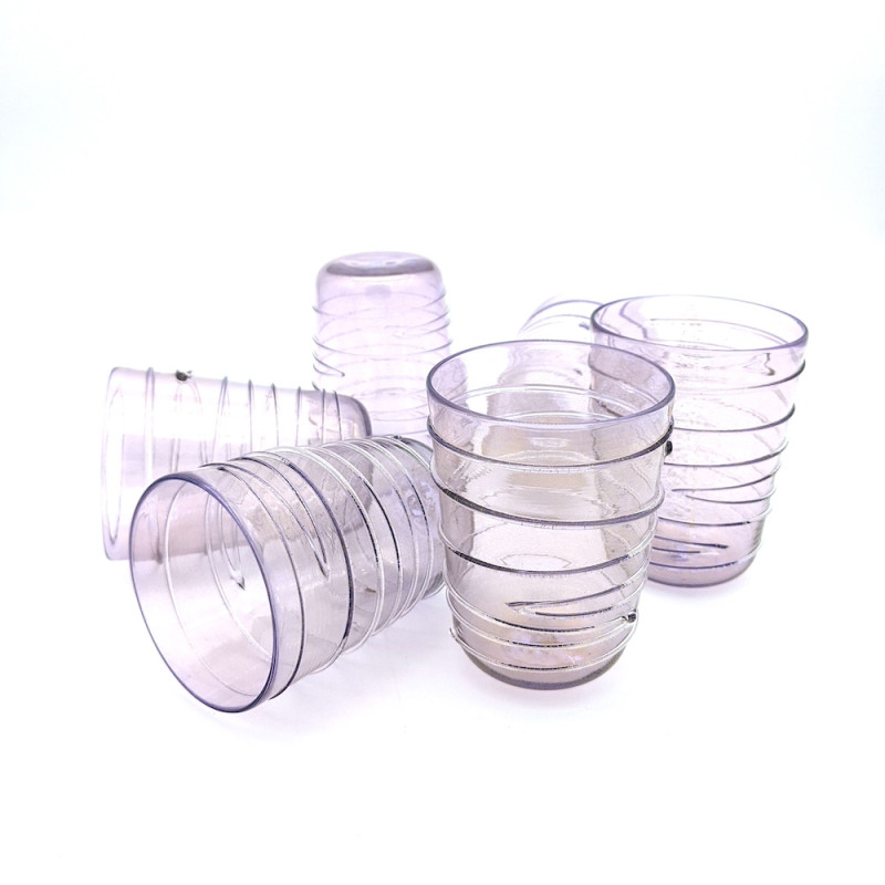 set di 6 bicchieri rosa e oro