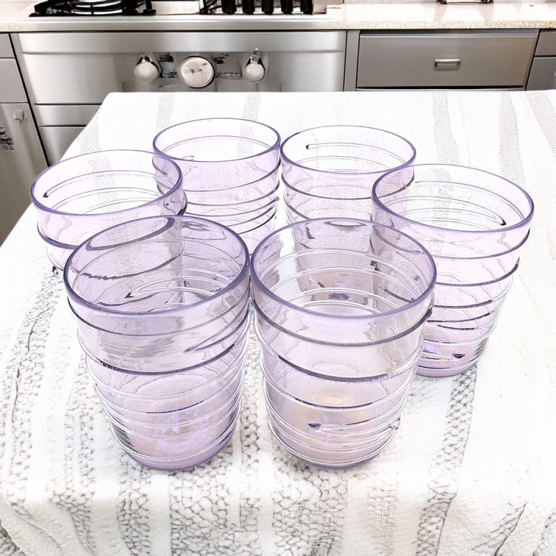 bicchieri piccoli rosa e oro in vetro di Murano