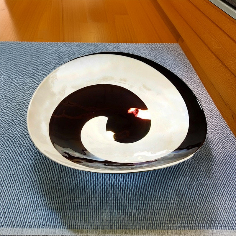 POZZO Ivory black decorative glass plate