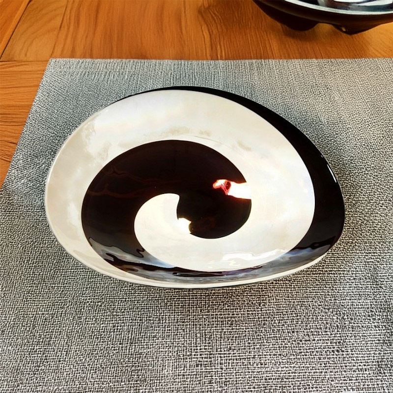 POZZO Ivory black decorative glass plate