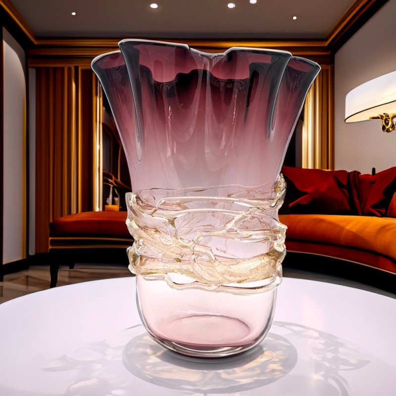 ZEUS Vaso moderno viola e cristallo