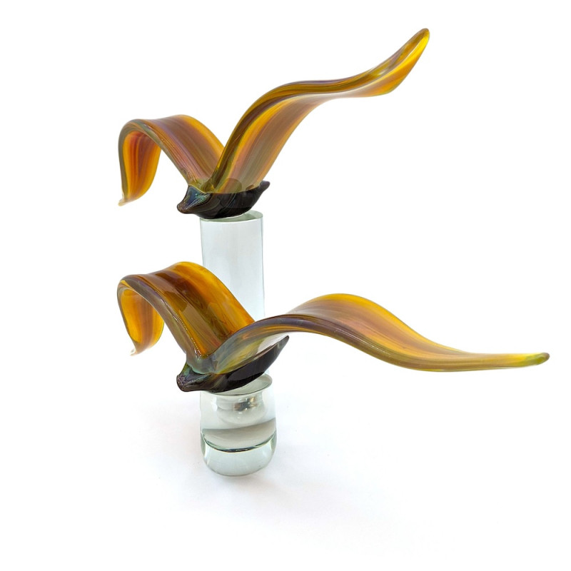 SURFINBIRDS Coppia di uccelli in vetro ambrato