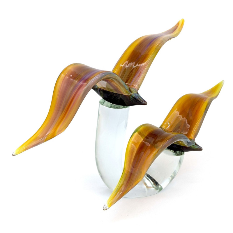 SURFINBIRDS Coppia di uccelli in vetro ambrato