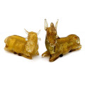 OX & DONKEY Murano Glass Handmade Amber Gold Sculptures