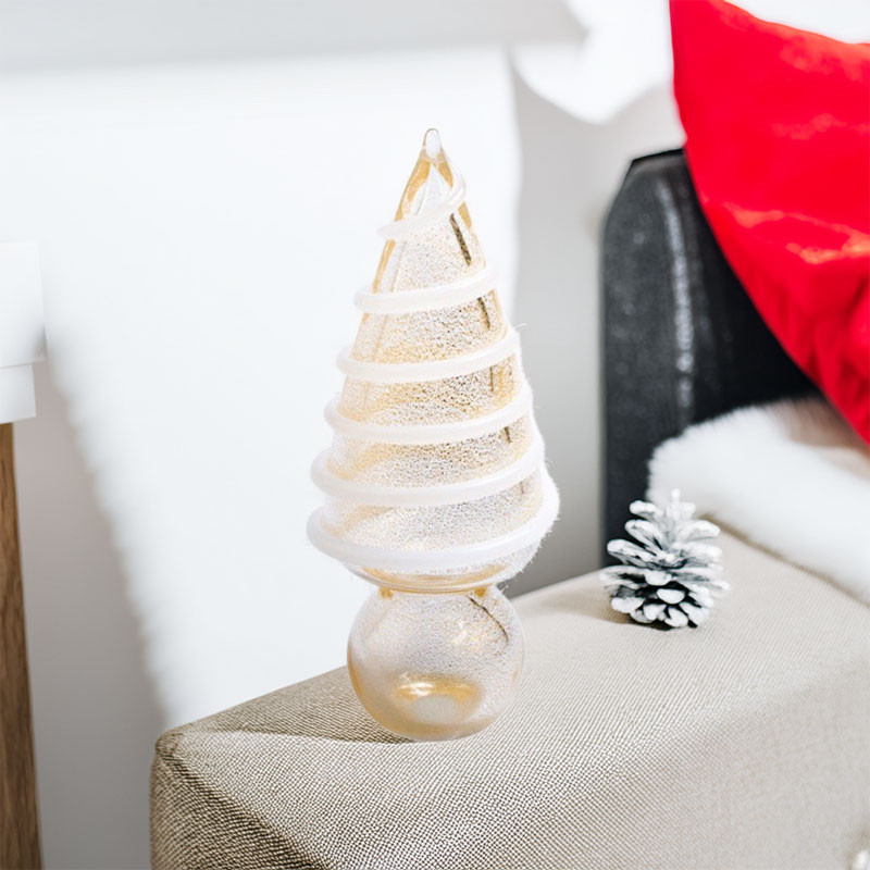 XMAS TREE Gold white details glass sculpture