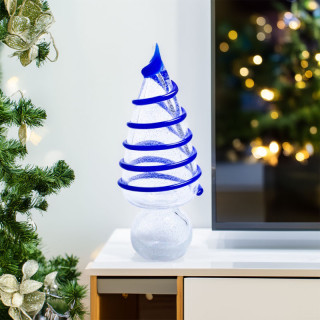 XMAS TREE Silver leaf blue spiral sculpture