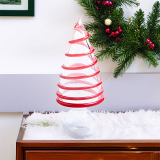 XMAS TREE Silver red details glass sculpture