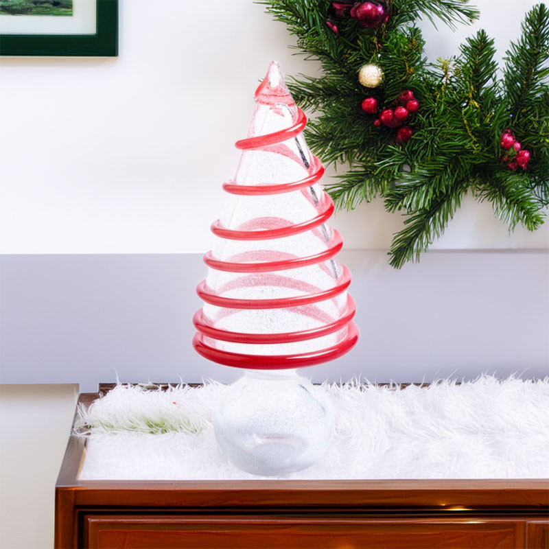 XMAS ALBERO Argento con spirale rossa