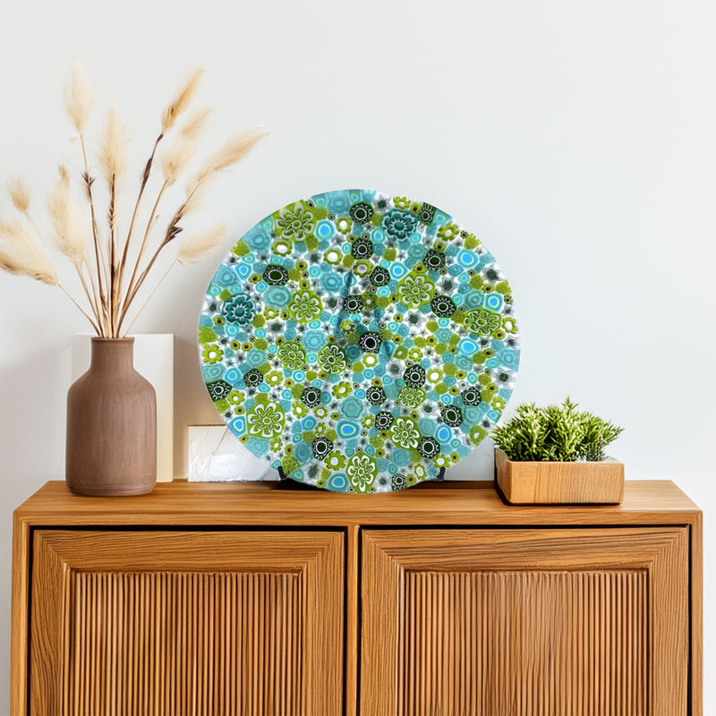 BLOOM Murano Glass Green Plate Made in Italy