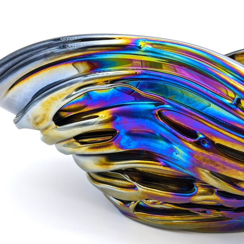 Murano Glass Fruit Bowl - Handcrafted Black Pearl Finish