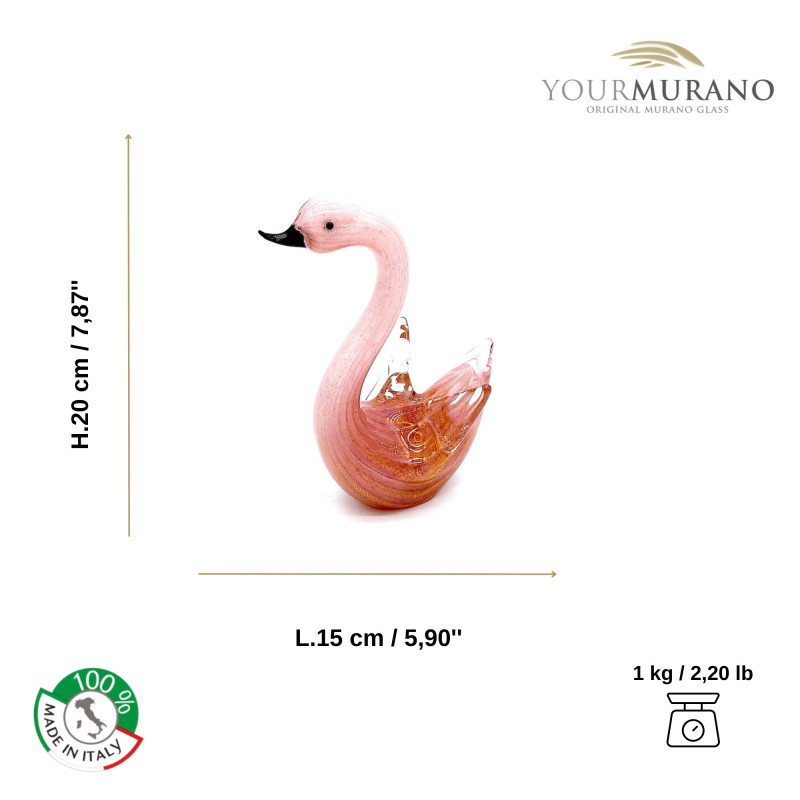 pink swan murano glass sculpture