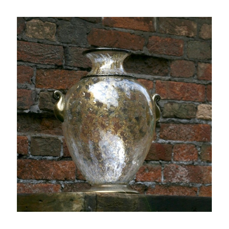 vaso alto in vetro a due anse stile antico