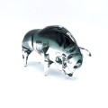 LOCO Murano Glass Bull Sculpture in Crystal Steel