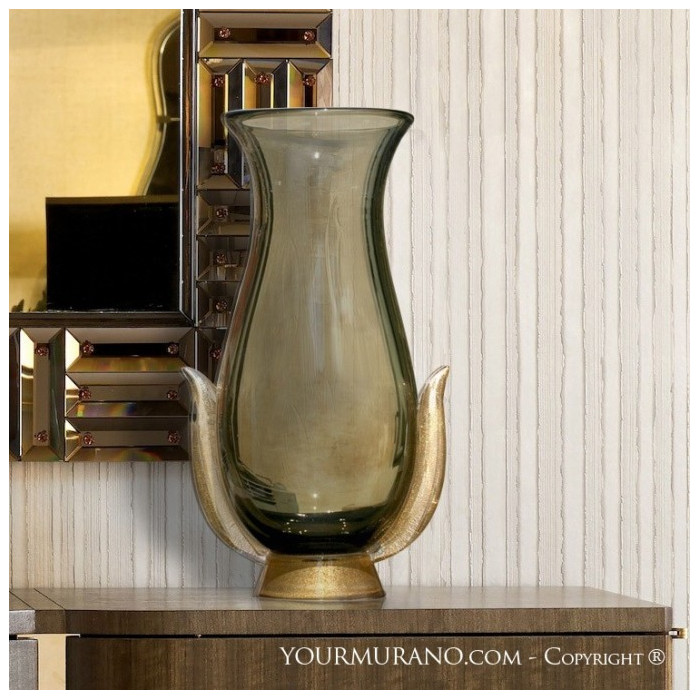 murano glass vase gold 