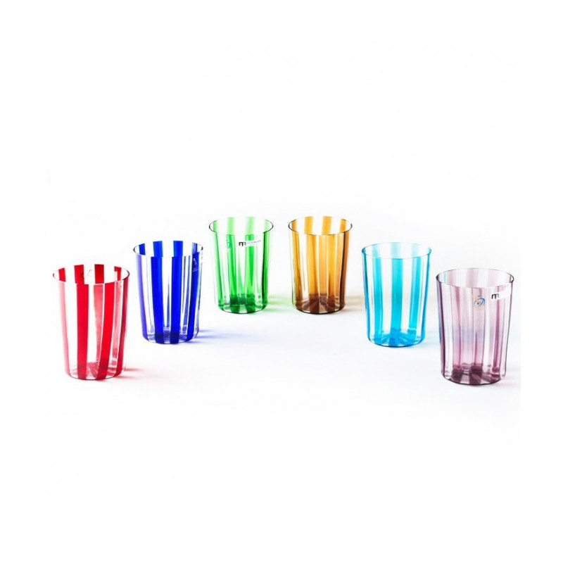 Set di bicchieri colorati a strisce