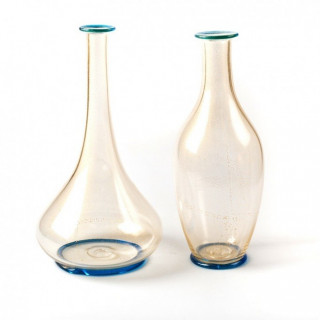 Murano clear glass gold vase set