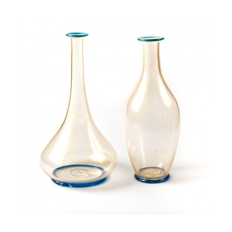 Murano clear glass gold vase set
