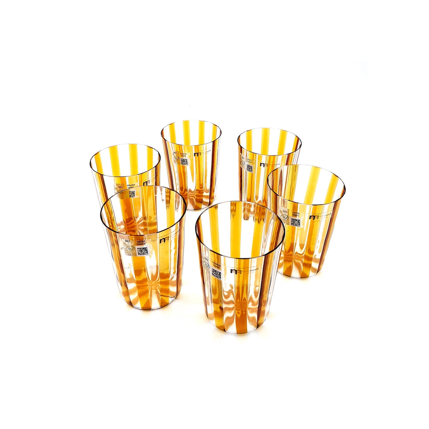 Iride Amber Murano Glass Tumblers - True Italian Luxury