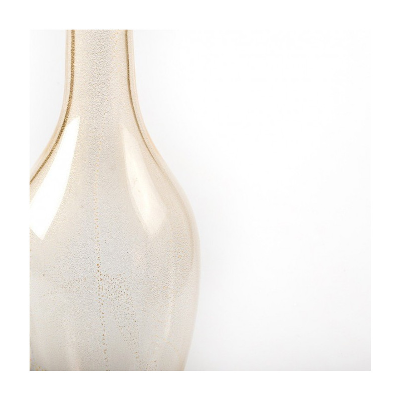 vaso a bottiglia in vetro trasparente con dettagli in oro