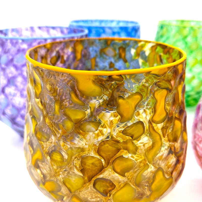 WAVES Set of 6 Multicolor Murano Glass Tumblers – Ballotton Technique