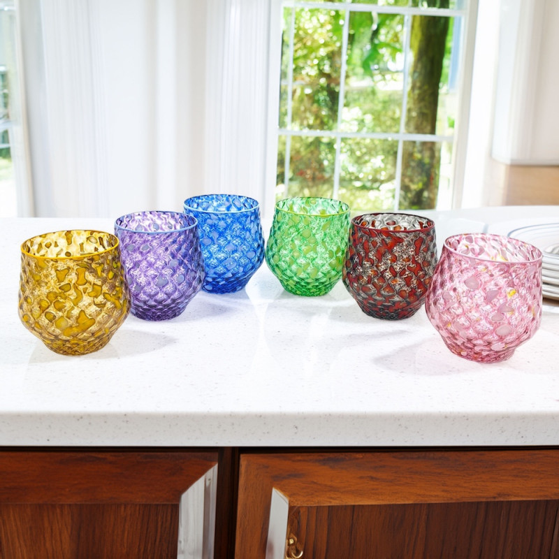 WAVES Set of 6 Multicolor Murano Glass Tumblers – Ballotton Technique
