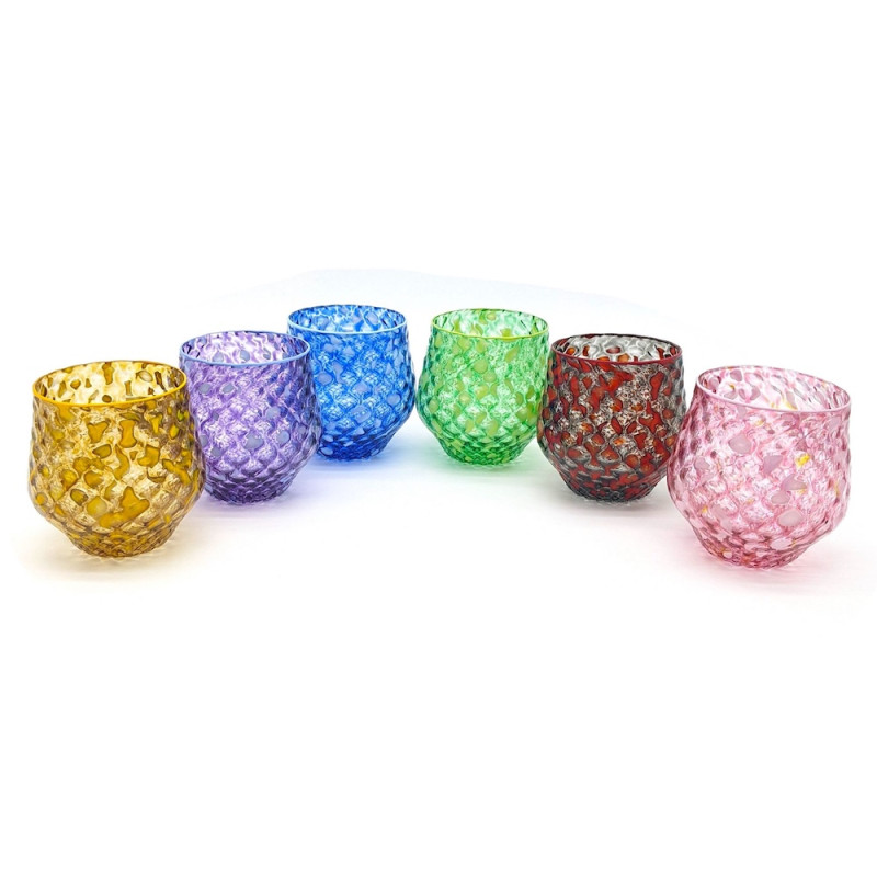 WAVES Set of 6 Multicolor Murano Glass Tumblers – Ballotton Technique