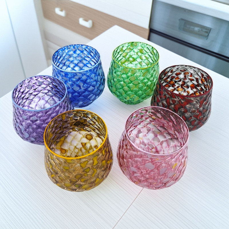 WAVES Set of 6 Multicolor Murano Glass Tumblers – Ballotton Technique