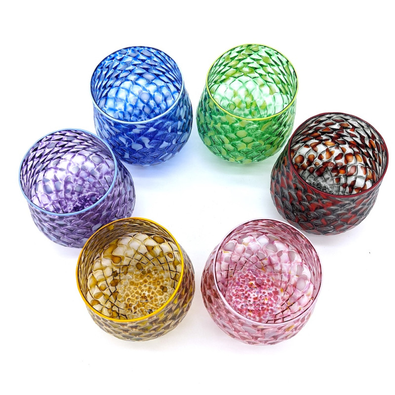 WAVES Set of 6 Multicolor Murano Glass Tumblers – Ballotton Technique