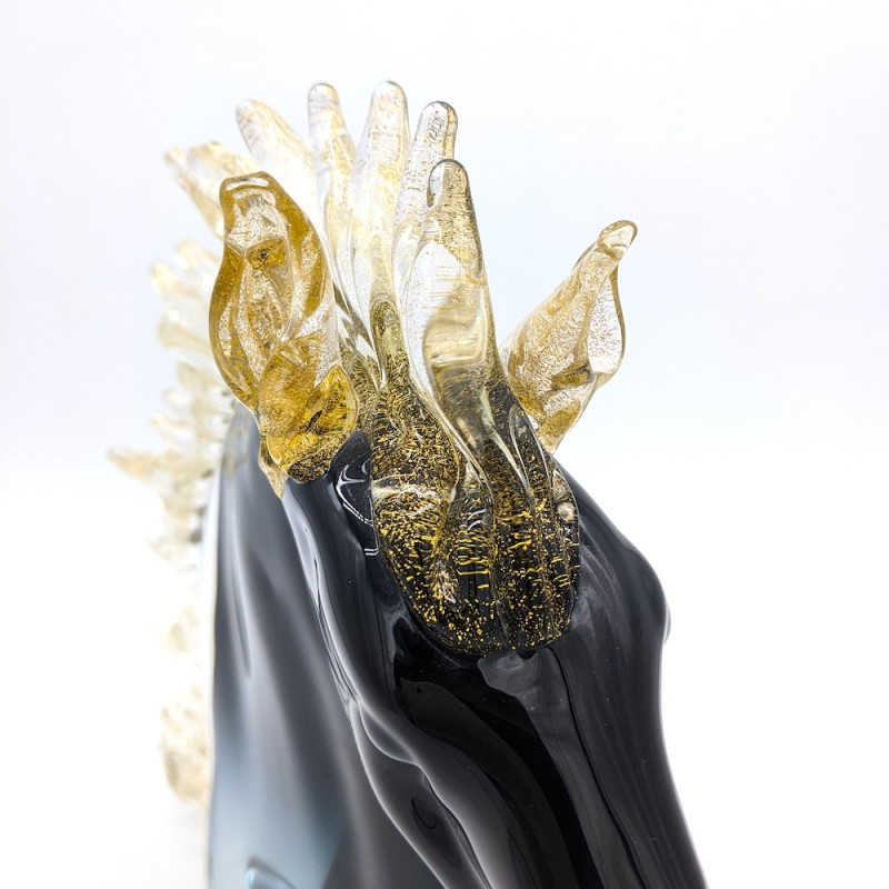 RAOUL scultura di testa di cavallo con dettagli in oro