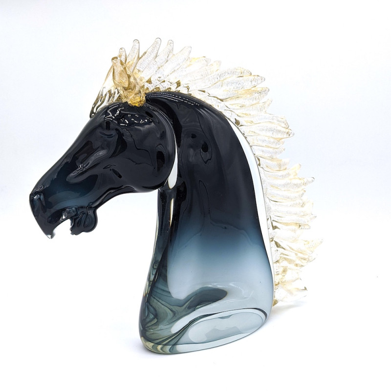 RAOUL big deep blue horse head sculpture