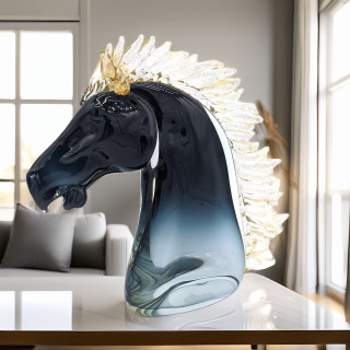 RAOUL big deep blue horse head sculpture