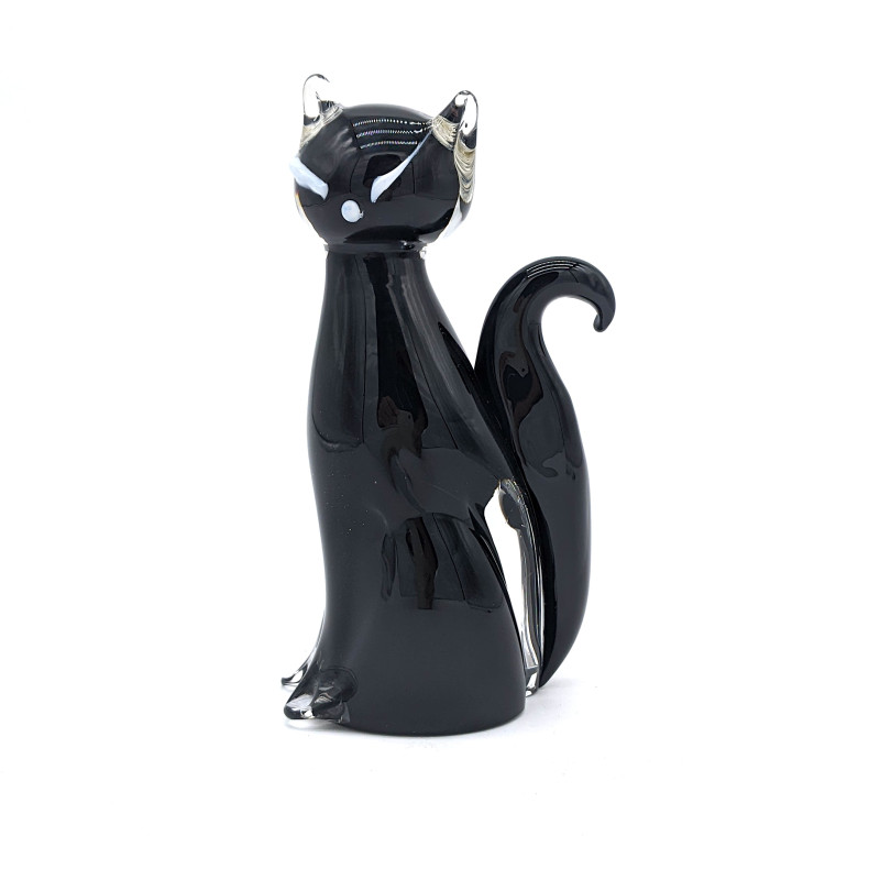 FELES scultura gatto in vetro nero