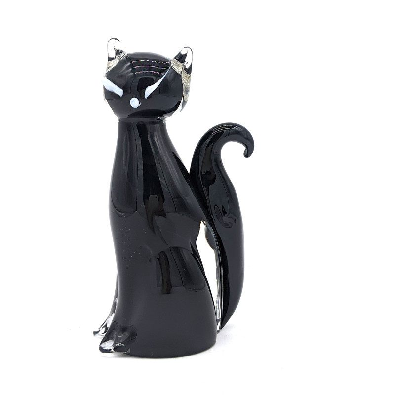 FELES scultura gatto in vetro nero