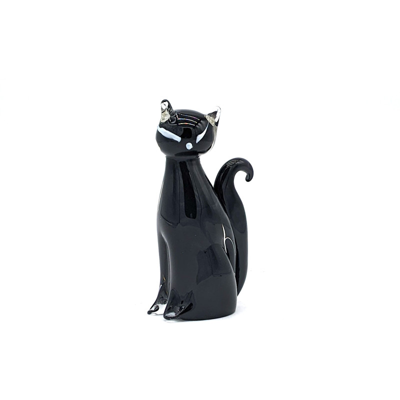 FELES scultura gatto in vetro nero