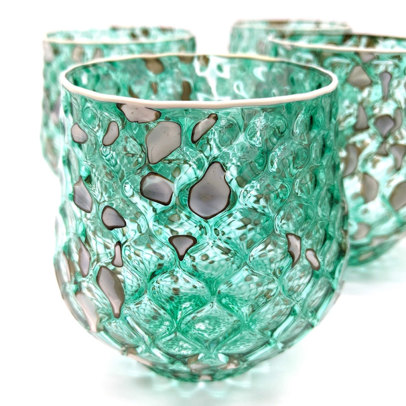 LAGUNA WAVES Set of 6 Green Water Tumblers – Ballotton Technique