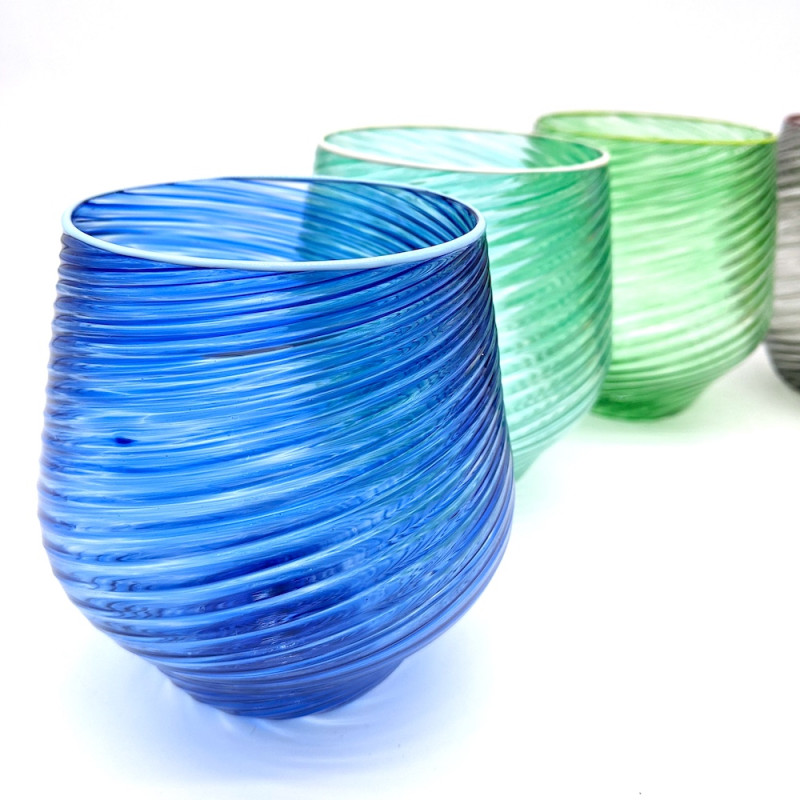 VIBES Set 6 Bicchieri Multicolore – Lavorazione Rigadin a Mano