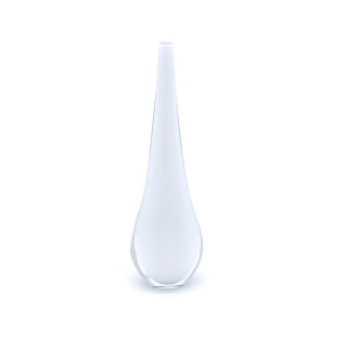 STILLA CANDID 30 cm Vaso Bianco in Vetro di Murano – Purezza e Armonia in Forma di Goccia