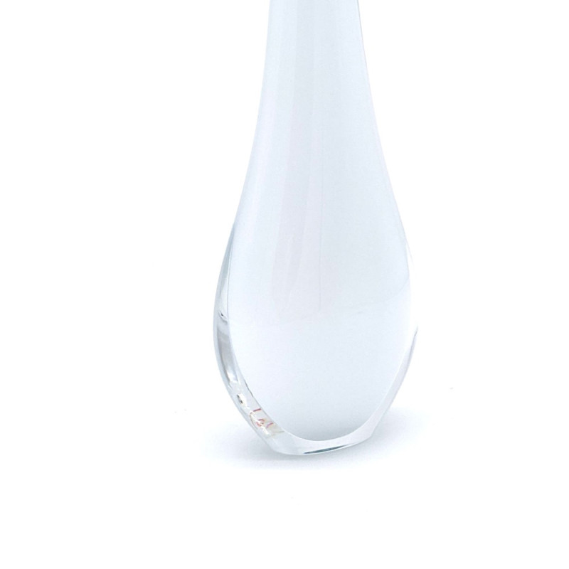 STILLA CANDID 30 cm White Murano Glass Vase – Purity and Harmony in a Drop Shape