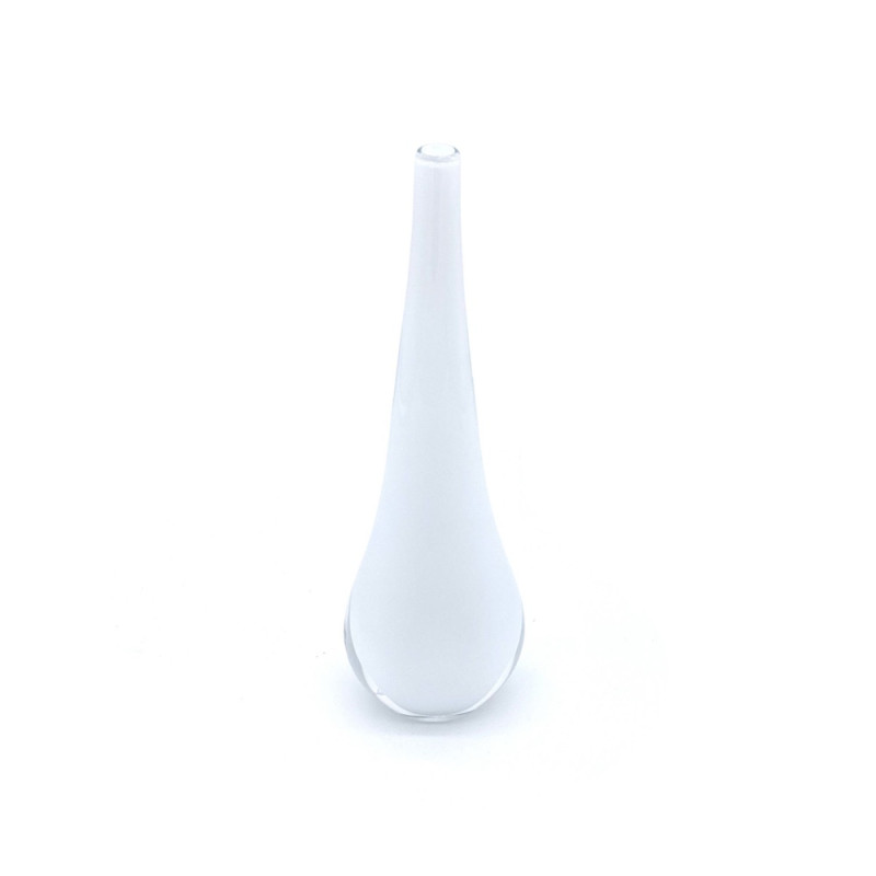 STILLA CANDID 30 cm Vaso Bianco in Vetro di Murano – Purezza e Armonia in Forma di Goccia