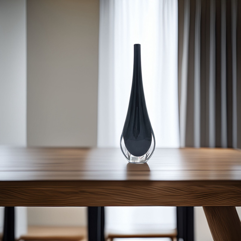 STILLA DARK 30 cm Vaso Nero in Vetro di Murano – Forza, Luce e Raffinatezza