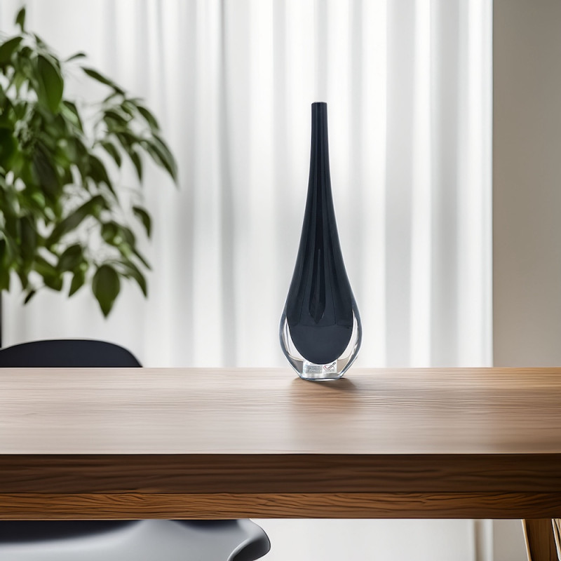 STILLA DARK 30 cm Vaso Nero in Vetro di Murano – Forza, Luce e Raffinatezza