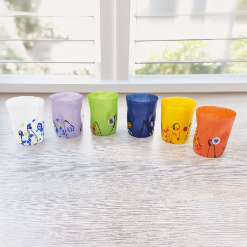 POSIDONIA Multicolored Murrine Tumblers Handmade in Murano Island
